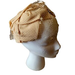 Vintage Lane Bryant Skull Cap Hat with Face Netting Union Made in USA